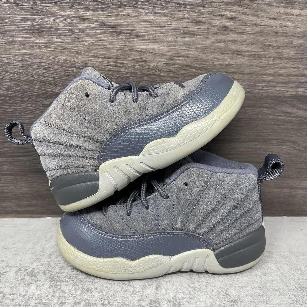 Air Jordan 12 Wolf Grey Shoes Kids Size 8c Toddler Sneakers